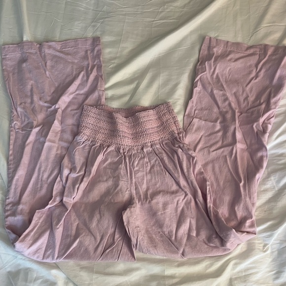 Pink Linen Flowy Pants - Picture 2 of 4